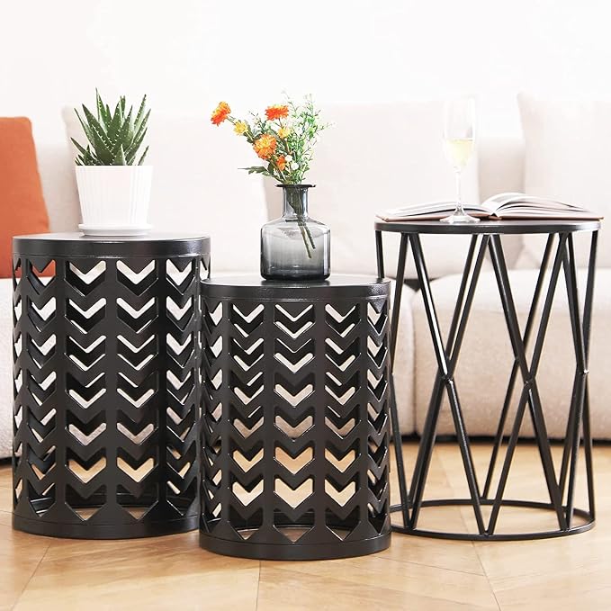 Y&M Set of 3 Metal Round Coffee Accent Table, Side Table End Table - Image 3