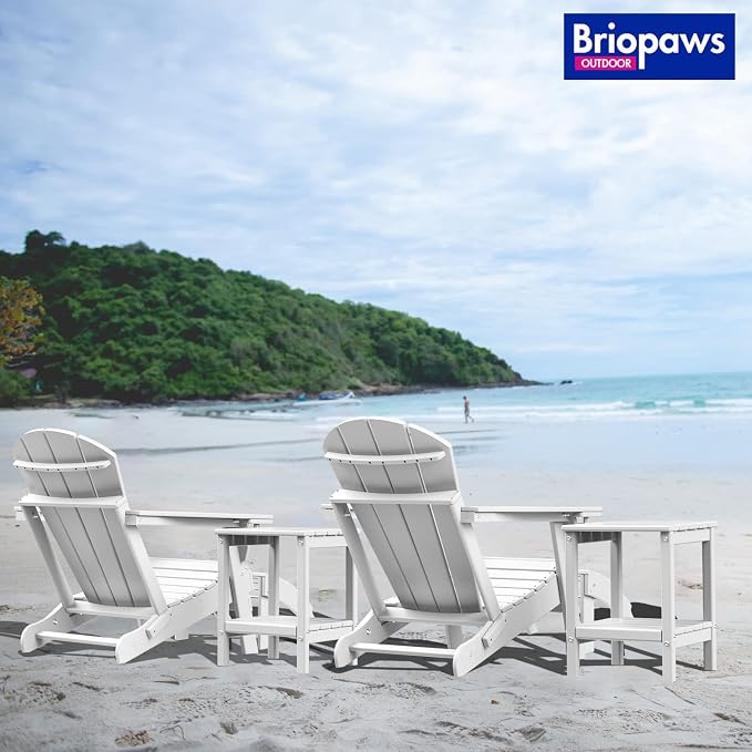BRIOPAWS Adirondack Ottomans | Folding | Set of 4 | HDPE Plastic | White - Image 6