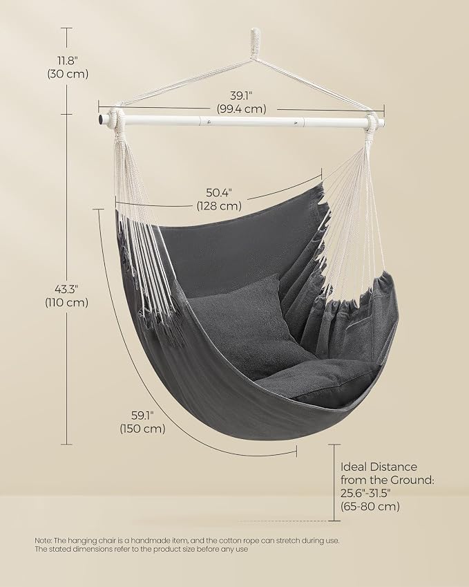 SONGMICS Hammock Chair, Load Capacity 500 lb, Hanging Chair - Image 5