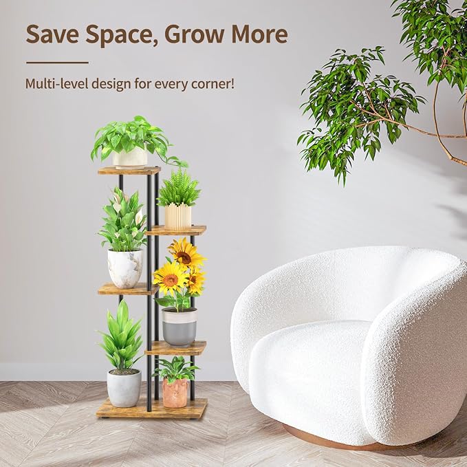 LASZOLA Black 4 Tiered Wood Plant Stand Indoor - Image 7
