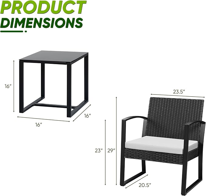 Devoko 3 Piece Patio Set, Outdoor Patio Furniture Set Resin Table and Chairs - Image 7