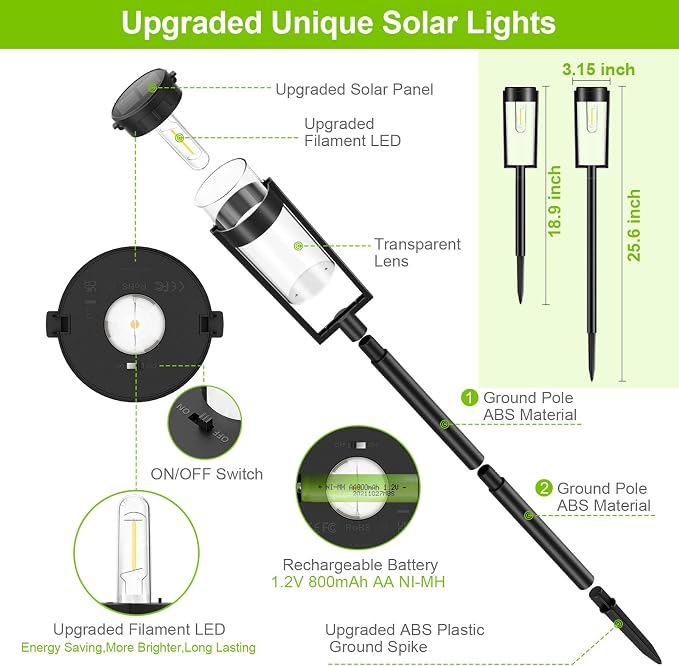 LETMY Solar Pathway Lights Outdoor, New Upgraded 6 Pack Solar Outdoor Lights - Image 7