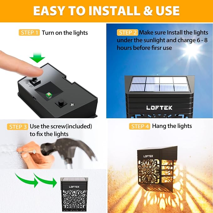 LOFTEK Solar Deck Lights, 8 Pack Solar Fence Lights, Outdoor Patio Decorative - Image 4