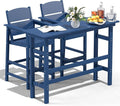 FOOWIN 3 Piece Outdoor Bar Height Table and Chairs, All Weather HDPE Patio Bar by FOOWINOUTDOORSHOW