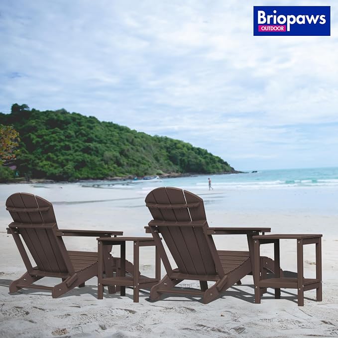 BRIOPAWS Adirondack Ottomans | Folding | Set of 2 | HDPE Plastic | Brownwood - Image 4
