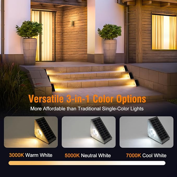 Solar Stair Lights Outdoor Waterproof, 3 in 1 Solar Step Lights - Image 2