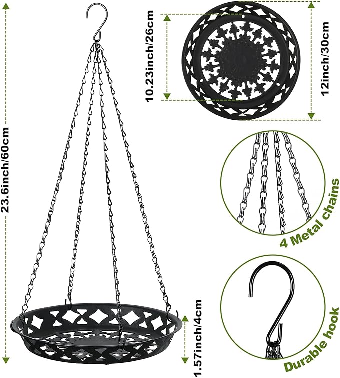 Enhon 4 Pack Plant Hanger, 12 Inch Metal Hanging Planter - Image 2