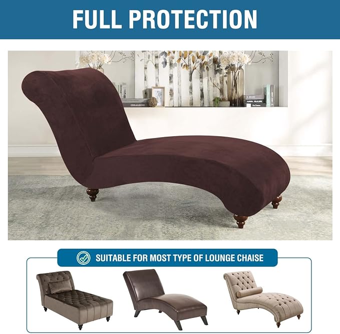 H.VERSAILTEX Chaise Lounge Cover Indoor Velvet Chaise Slipcover High Stretch - Image 5
