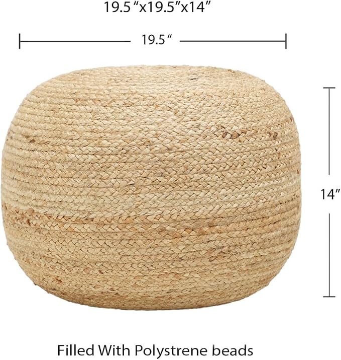 REDEARTH · Jute Circular Pouf Ottoman - Image 3