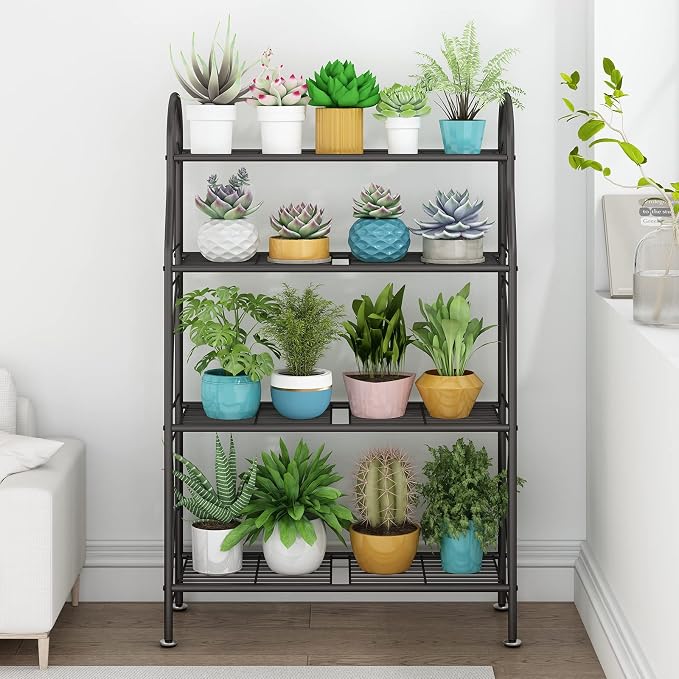 SORCEDAS Plant Stand Indoor Outdoor Plant Shelf 4 Tier Metal Corner Flower - Image 2
