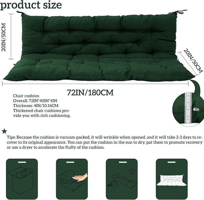 Outside Benches Cushion with Backrest, Thicken Waterproof Swing Cushions 2/3 - Image 5