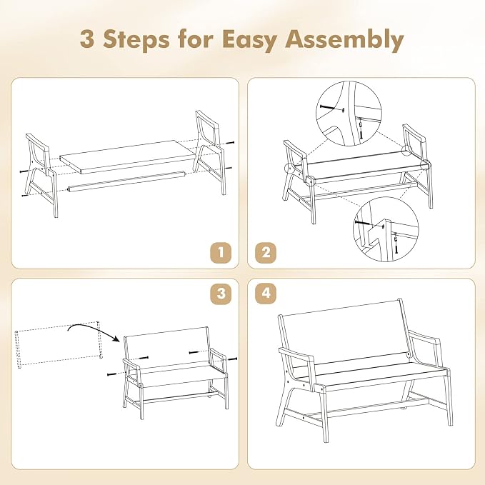 Tangkula Outdoor Acacia Wood Bench, All-Weather Rope Woven Garden Bench - Image 8