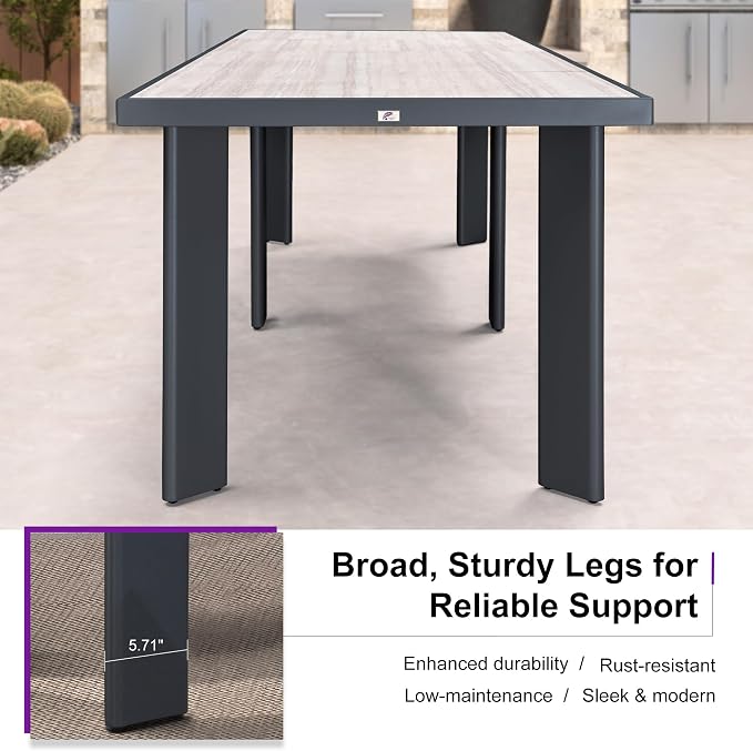 PURPLE LEAF 11 Pieces Outdoor Dining Set Patio Table and Chairs Set Aluminum - Image 4