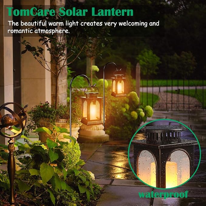 TomCare Solar Lights Flickering Flame Upgraded Metal Solar Lantern Outdoor - Image 6
