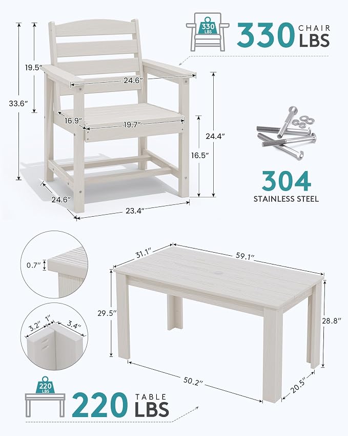 SERWALL Patio Dining Sets for 8, Outdoor Dining Sets for 8 Person - Image 2