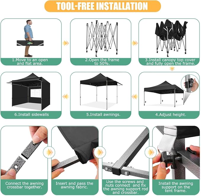 COBIZI 10x10 Pop Up Canopy Tent - Image 7