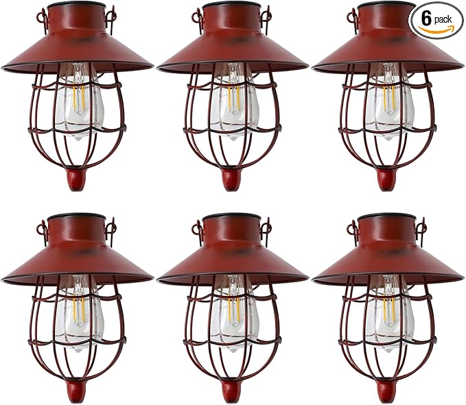 YAKii 6 Pack Solar Lantern Hanging Waterproof Outdoor Metal Solar Lamp by YAKii