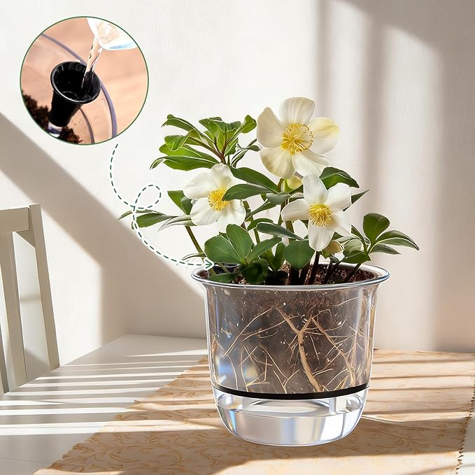 6 Pcs Clear Self Watering Pots for Indoor Outdoor Plants Flowers, 2 Each of 4 - Image 7