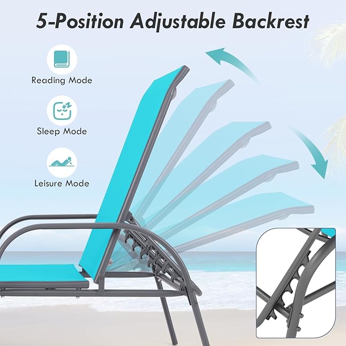 Giantex Patio Lounge Chair, Outdoor Chaise Lounge - Image 4