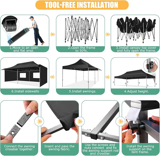COBIZI 10x20 Pop Up Canopy Tent - Image 8