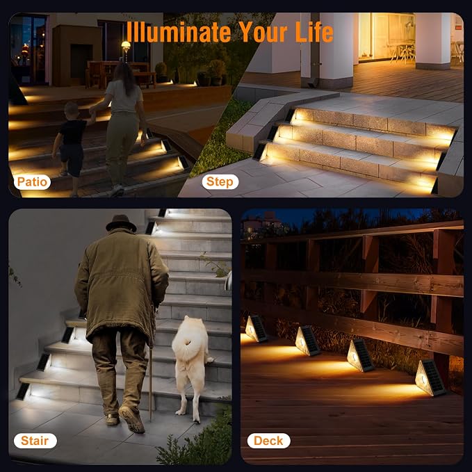 Solar Step Lights Outdoor Waterproof, 6 Pack Triangle LED Deck Lights, IP65 - Image 7