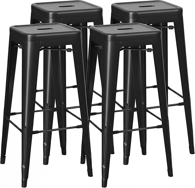 Shahoo 30 Inches Metal Bar Stools Counter Height Stackable Backless Stools by BuynowfromShahoo