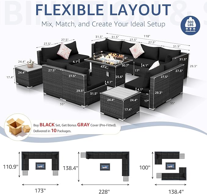NICESOUL 13 Piece Outdoor Sectional Furniture - Image 6