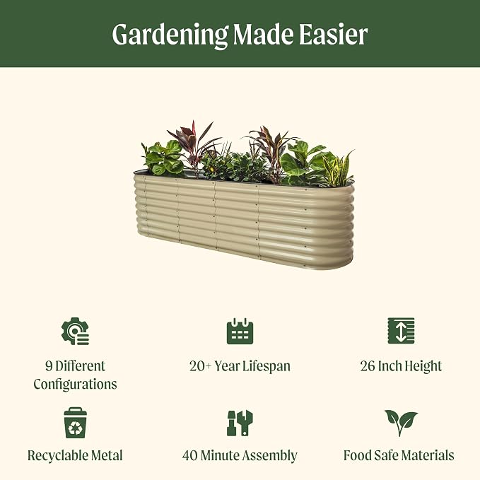 Vego garden 26" Extra Tall Raised Garden Bed Kits, 9 in 1 Modular Raised - Image 2