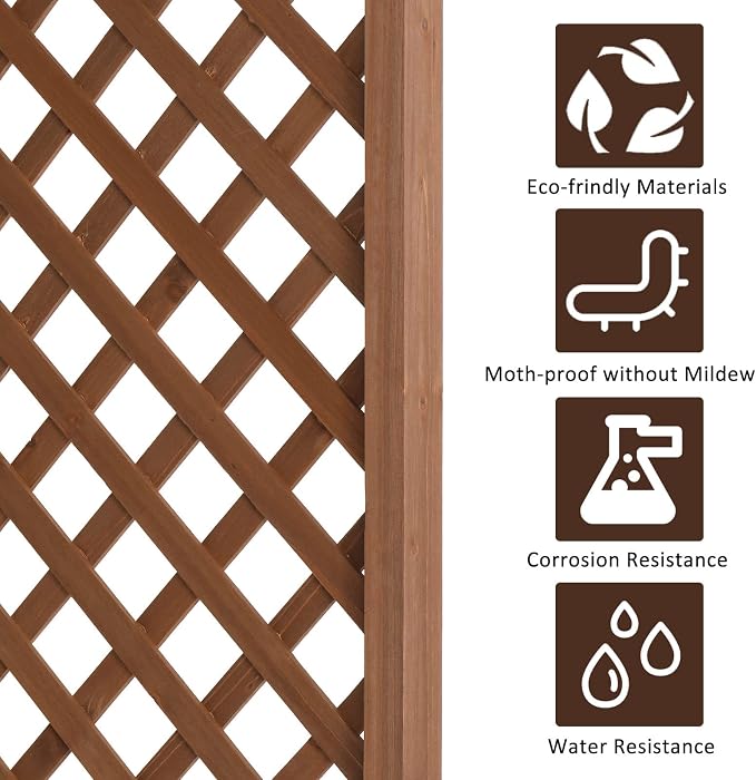 VINGLI Wood Garden Arbor, 85in Wedding Arch Garden Trellis - Image 6
