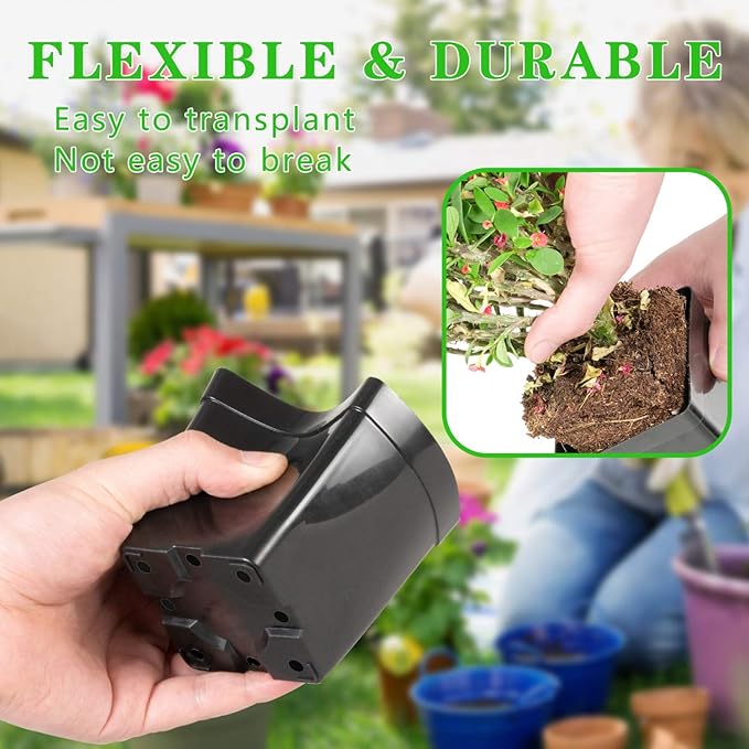 June Fox Square Nursery Pots 3.3 Inches Flexible Plastic Seedling Pots Square - Image 3