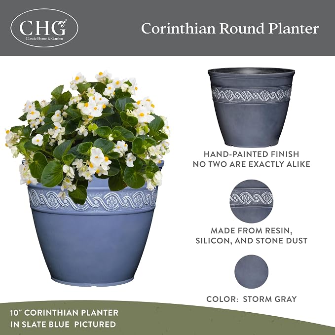 Classic Home and Garden Corinthian Resin Planter Pot - Image 2