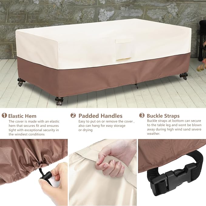 okcool Outdoor Coffee Table Cover, Waterproof Rectangular Patio Small Side - Image 3