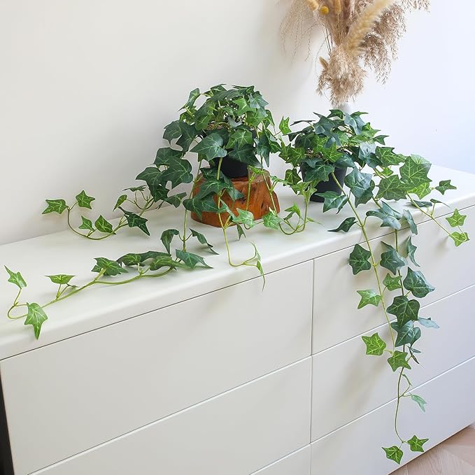 Fake English Ivy Plants in Pots Set of 2 – Realistic Artificial Ivy Greenery by ALYPTUS