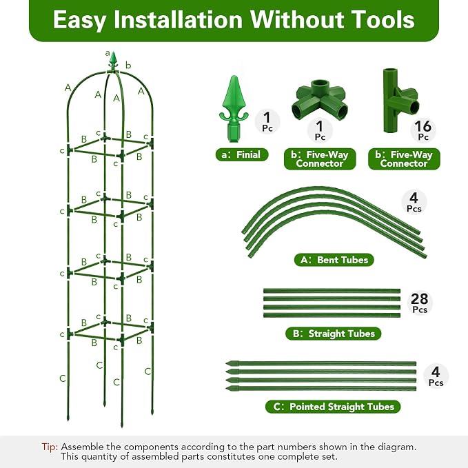2 Pack Garden Obelisk Trellis for Climbing Plants, Tower Potted Cages Plant - Image 6