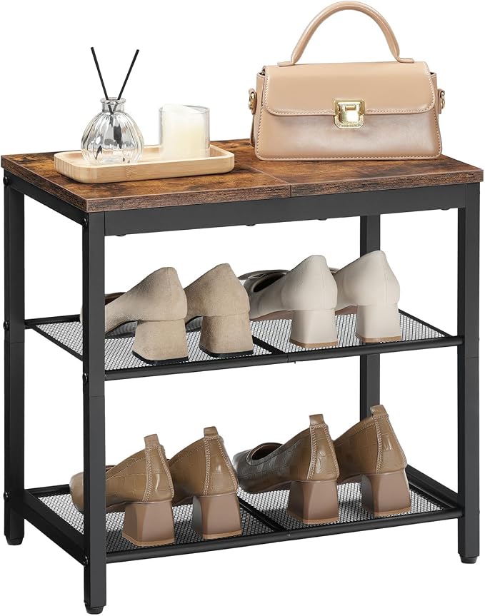 HOOBRO Shoe Bench, 3-Tier Shoe Rack, Industrial Shoe Organizer Storage Bench - Image 9