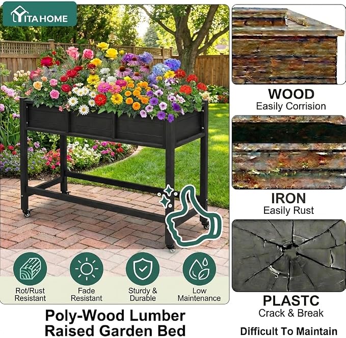 YITAHOME Raised Garden Bed HDPE, Herb Garden Bed - Image 4
