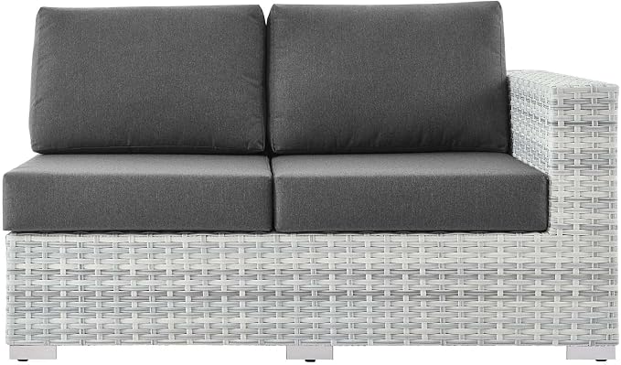 Modway Convene Wicker Rattan Outdoor Patio Right-Arm Loveseat in Light Gray - Image 5