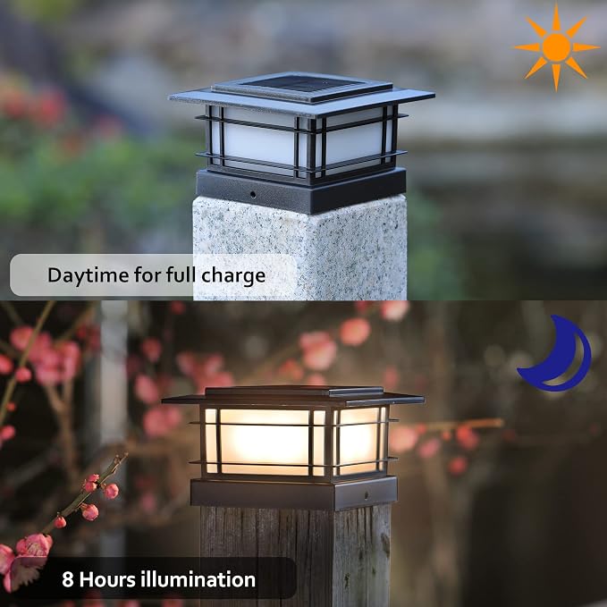 Dynaming 6 Pack Solar Post Cap Lights Outdoor, Fence Post Solar Lights Fit - Image 2