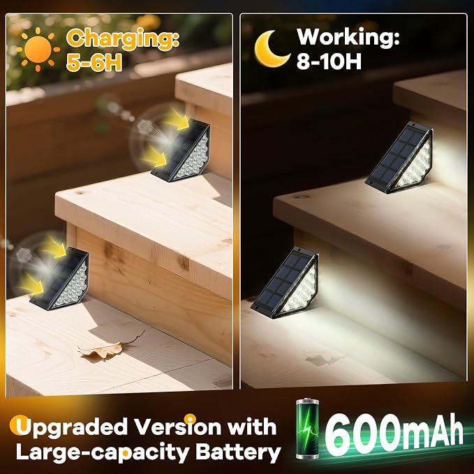 Solar Step Lights for Outside, Solar Stair Lights Outdoor Waterproof, Deck Step - Image 6