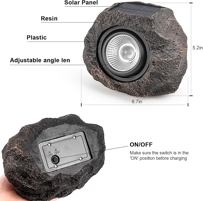 Solar Rock Lights Outdoor – 4 Pack Waterproof LED Landscape Garden Spotlights - Image 5