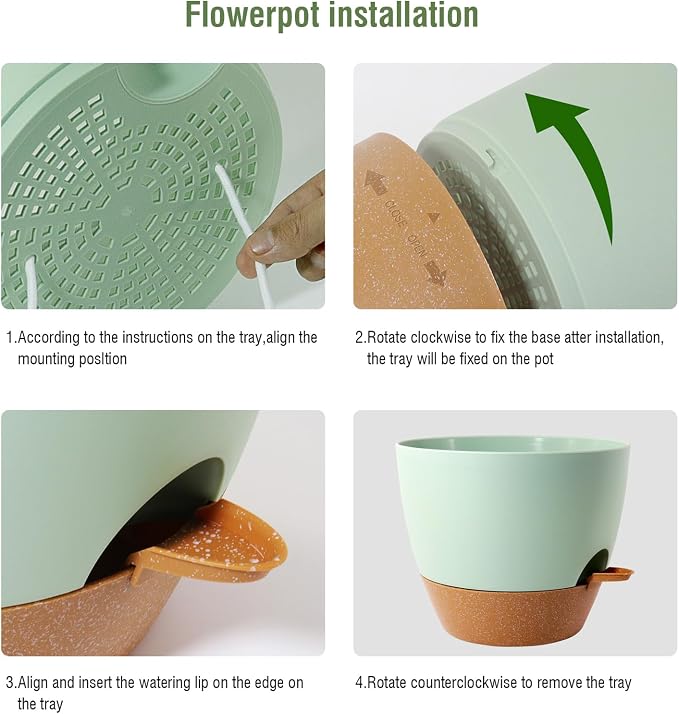 8 inch Self Watering Pots, 2 Pack Plastic Planters - Image 4