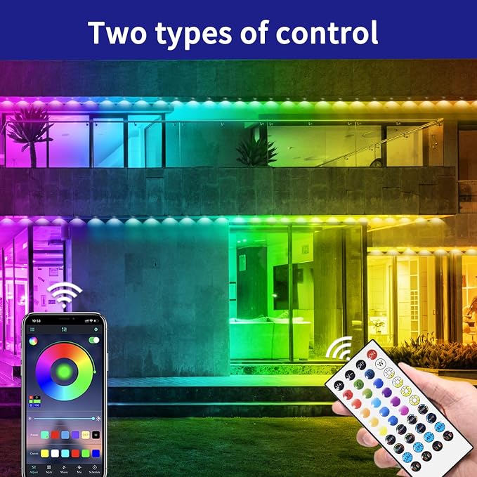 300ft Permanent Outdoor Light, RGB Outdoor eave Light, IP67 Waterproof LED eave - Image 2