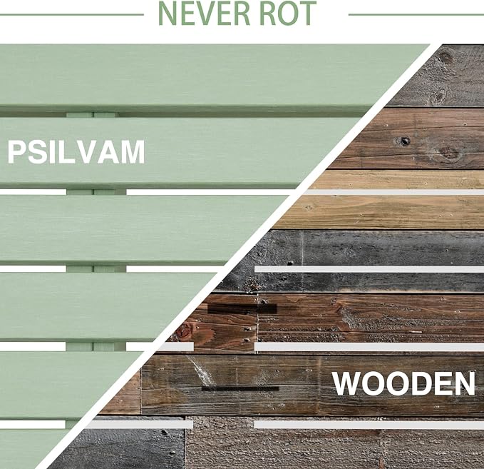 Psilvam 2-Person Outdoor Poly Lumber Patio Backless Bench, Fade-Resistant & - Image 5