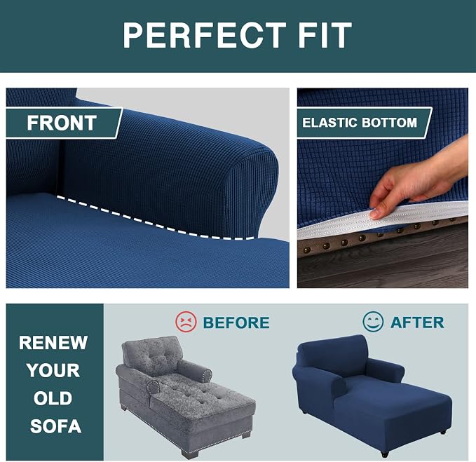 FantasDecor Chaise Lounge Cover Stretch Chair Lattice Slipcover - Image 6