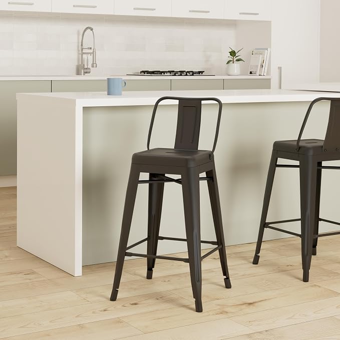 AC Pacific 30” Metal Barstool Set of 2 – Country Rustic Style - Image 2
