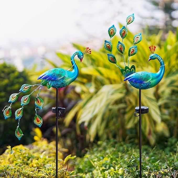 DREAMSOUL Peacock Solar Lights Outdoor 2 Pack, Waterproof Outdoor Solar Lights - Image 5