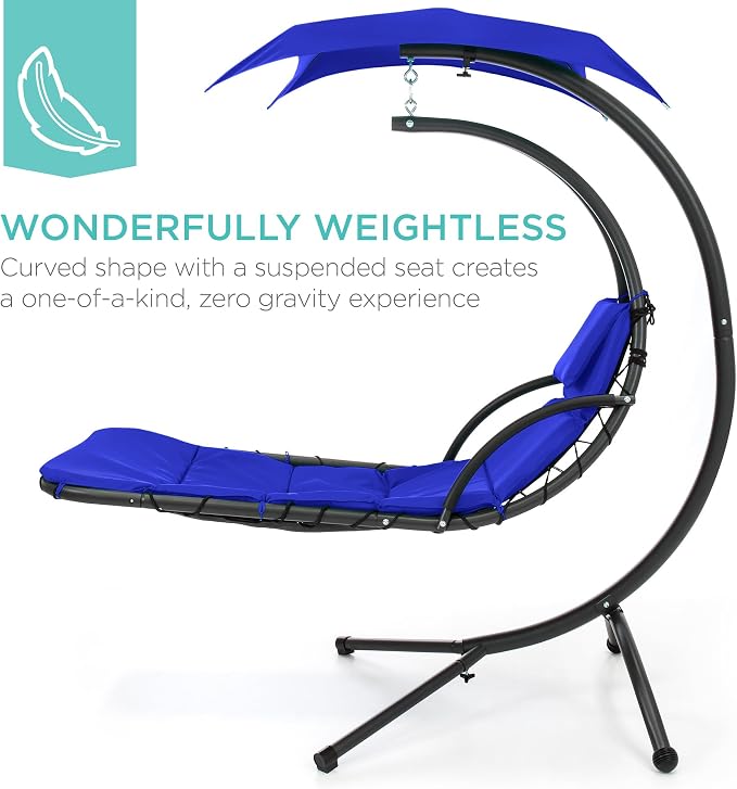 Best Choice Products Outdoor Hanging Curved Steel Chaise Lounge Chair Swing - Image 3