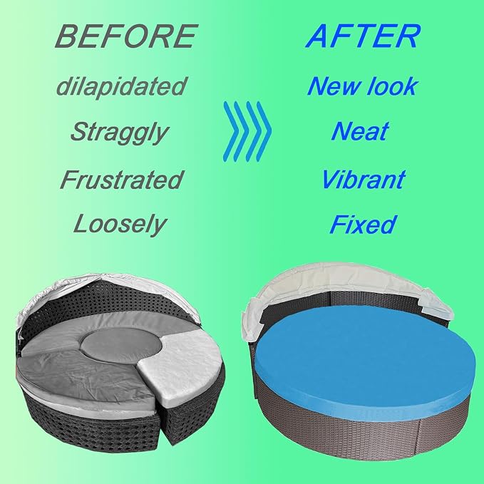 Round Outdoor Daybed Cushion Cover Replacement, Anti-UV Water-Resistant Patio - Image 6