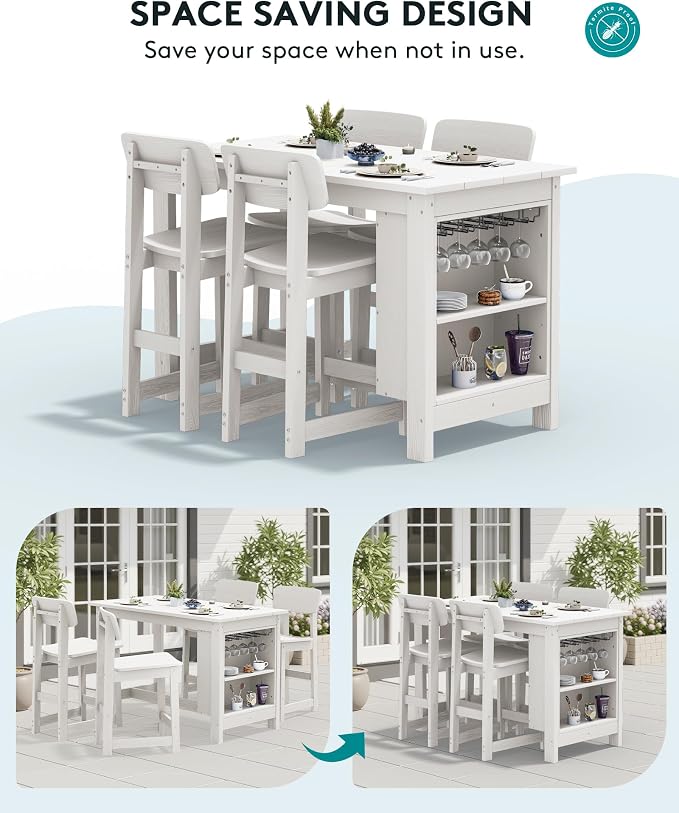 SERWALL 10-Piece HDPE Counter Height Dining Table Sets - Image 6