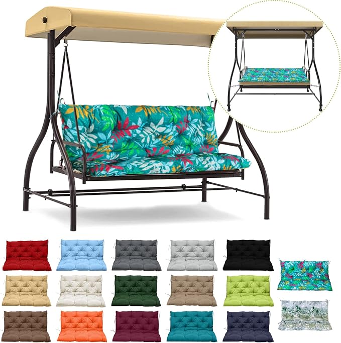 Waterproof Porch Swing Cushion Replacement, 2–3 Seat Swing Seat Cushion by RUFXIEZW